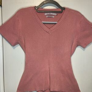Tommy Hilfiger Pink Short Sleeve V-Neck Top